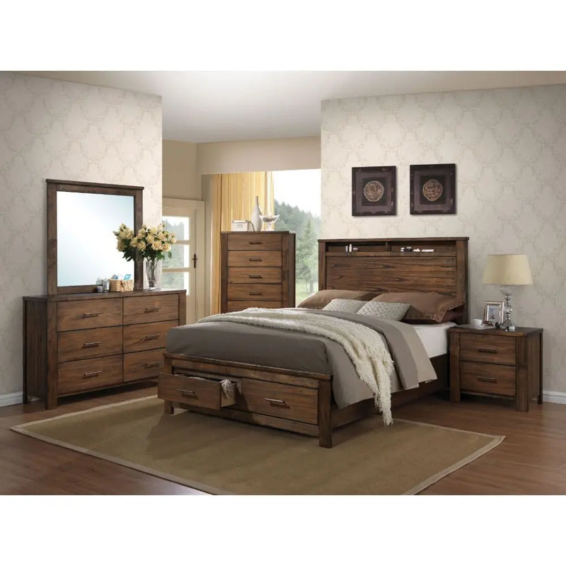 Wyatt King Bed w/Front Drawers, Oak iHome Studio