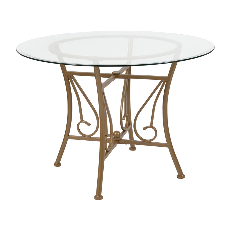 Casey 42'' Round Glass Dining Table with Matte Gold Metal Frame iHome Studio