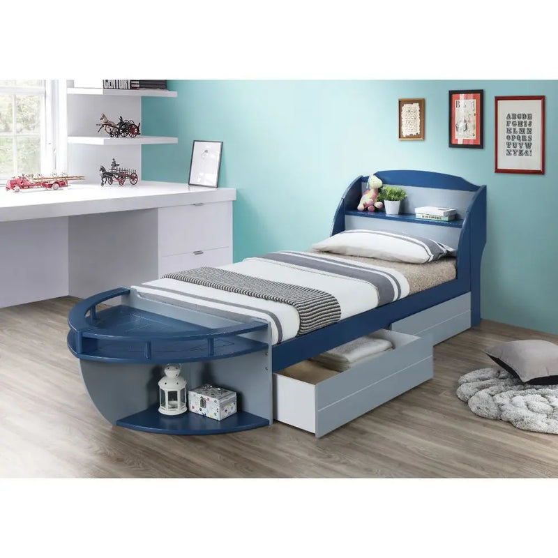 Xavier Twin Bed, Gray & Navy iHome Studio