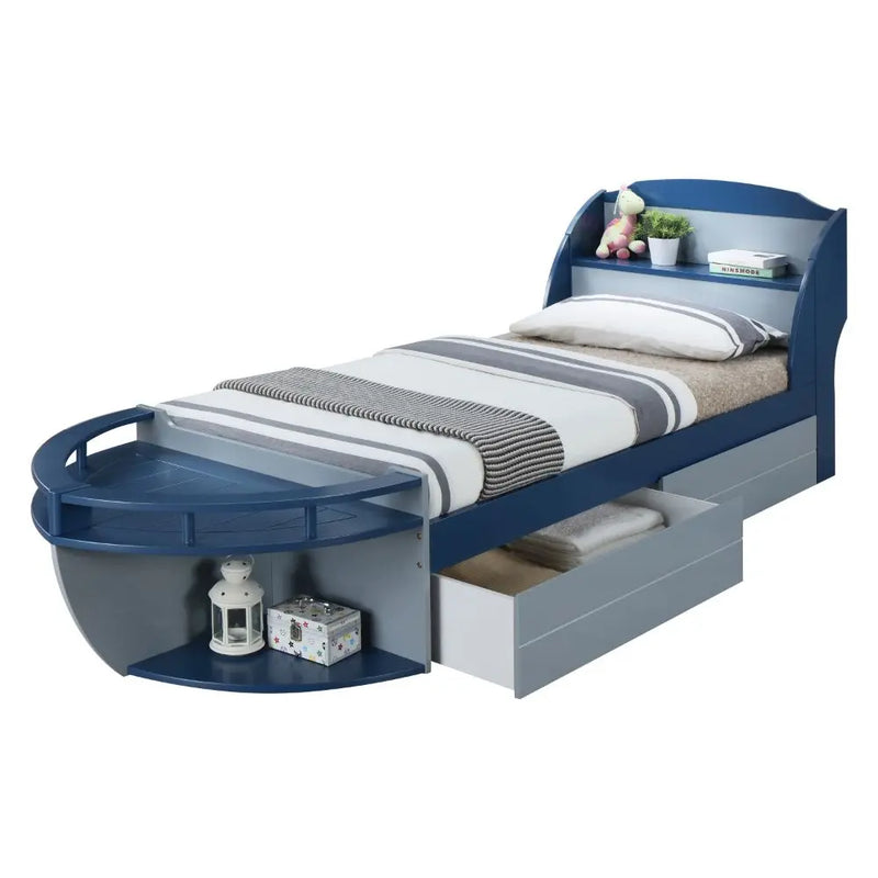 Xavier Twin Bed, Gray & Navy iHome Studio