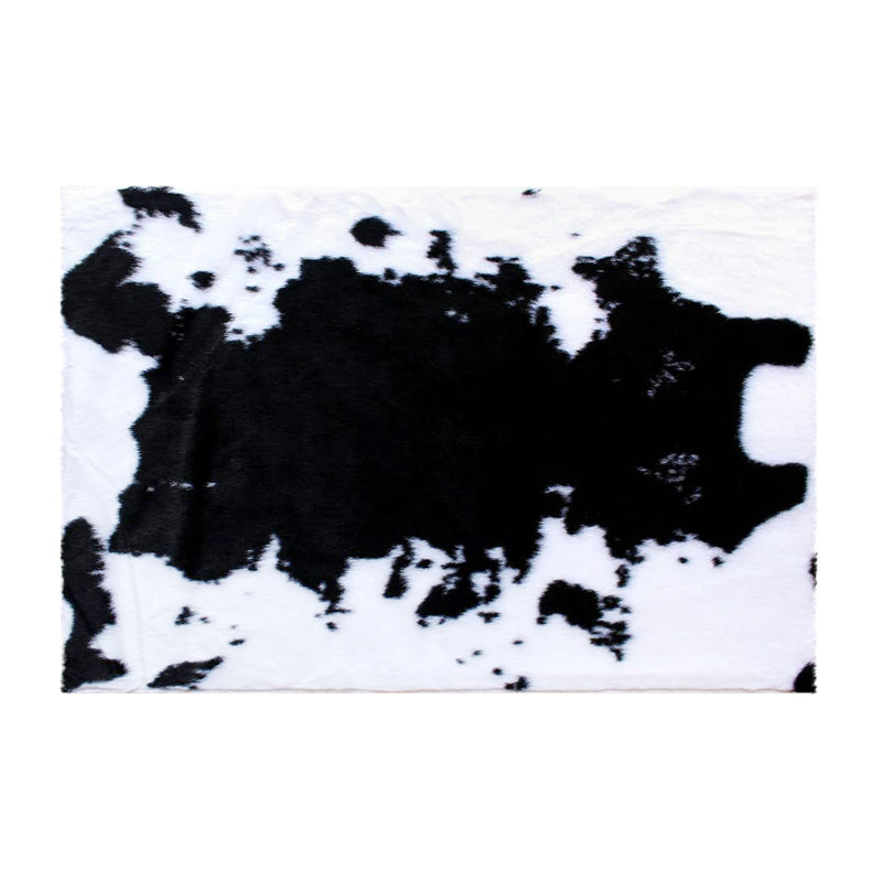 Naomi Collection 2' x 3' Black Faux Cowhide Print Area Rug with Polyester Backing iHome Studio