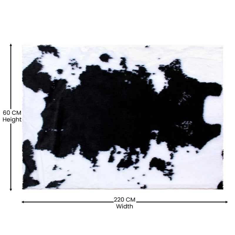 Naomi Collection 2' x 3' Black Faux Cowhide Print Area Rug with Polyester Backing iHome Studio