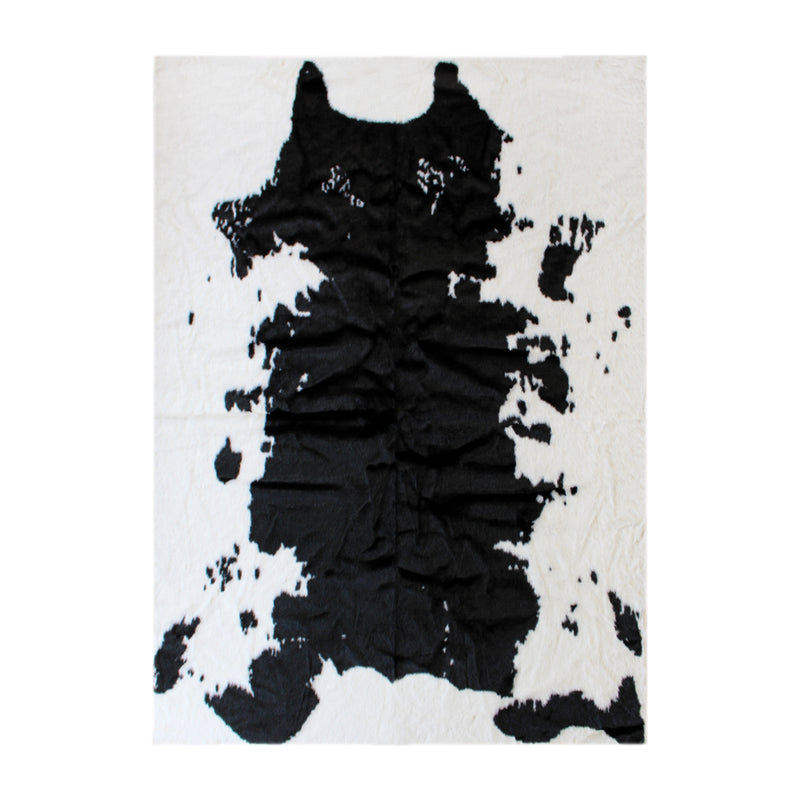 Naomi Collection 5' x 7' Black Faux Cowhide Print Area Rug with Polyester Backing iHome Studio