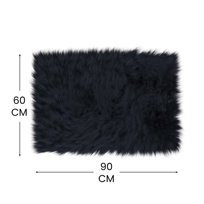Naomi Collection 2' x 3' Black Faux Fur Area Rug with Polyester Backing iHome Studio