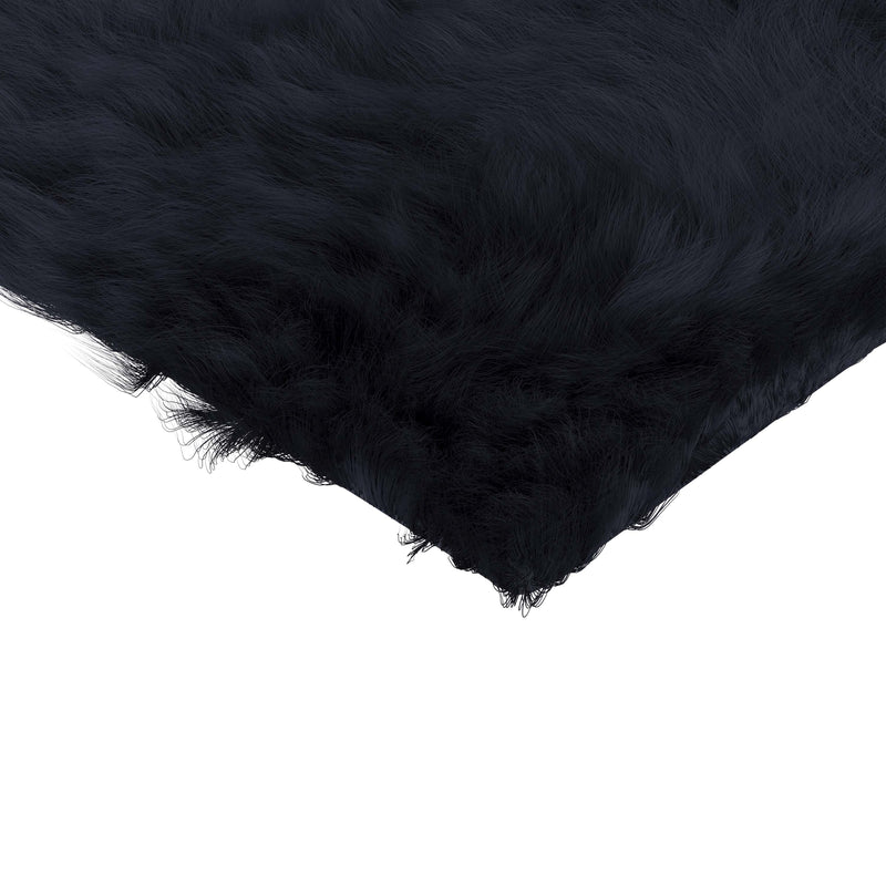 Naomi Collection 2' x 7' Black Faux Fur Area Rug with Polyester Backing iHome Studio