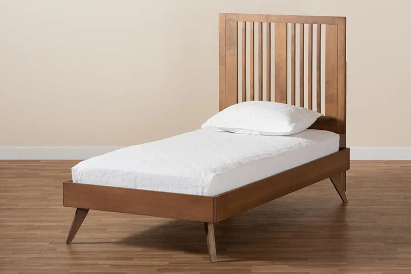 Yorkshire Ash Walnut Finished Wood Platform Bed (Twin) iHome Studio