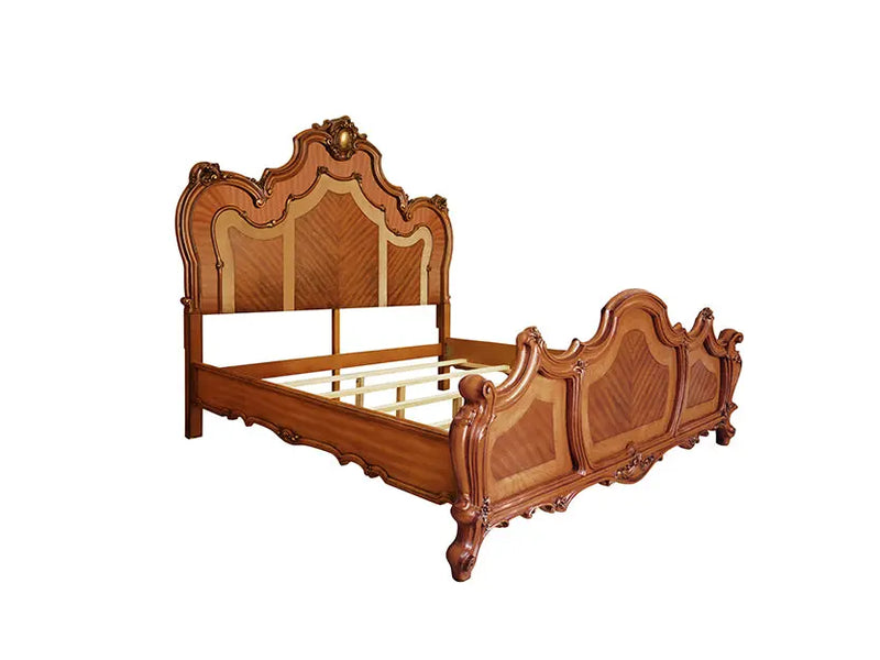 Zane California King Bed w/Wood Headboard and Footboard, Honey Oak Finish iHome Studio