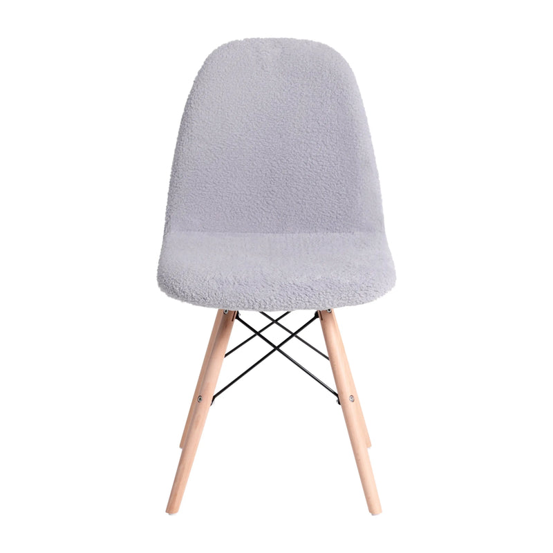 Zina Modern Padded Armless Faux Sherpa Accent Chair w/Gray Beechwood Legs iHome Studio