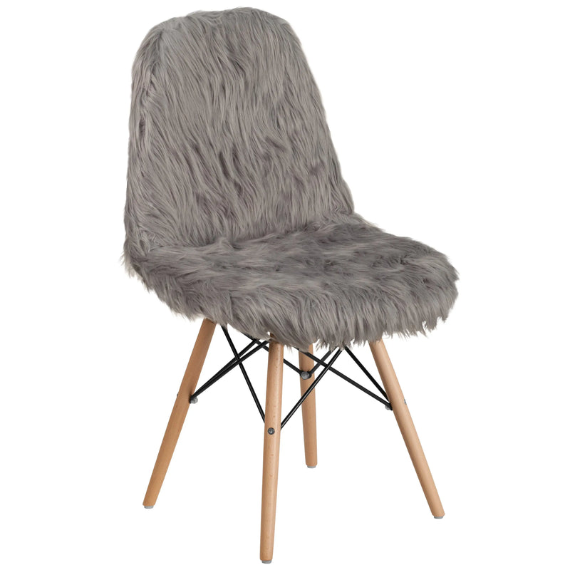 Zina Shaggy Dog Charcoal Gray Accent Chair iHome Studio