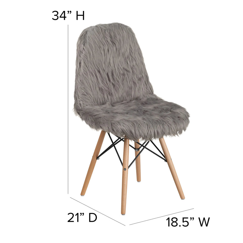 Zina Shaggy Dog Charcoal Gray Accent Chair iHome Studio