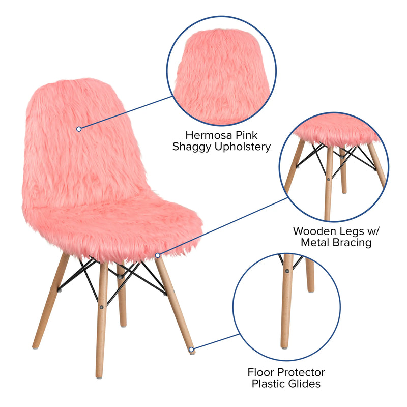 Zina Shaggy Dog Pink Accent Chair iHome Studio