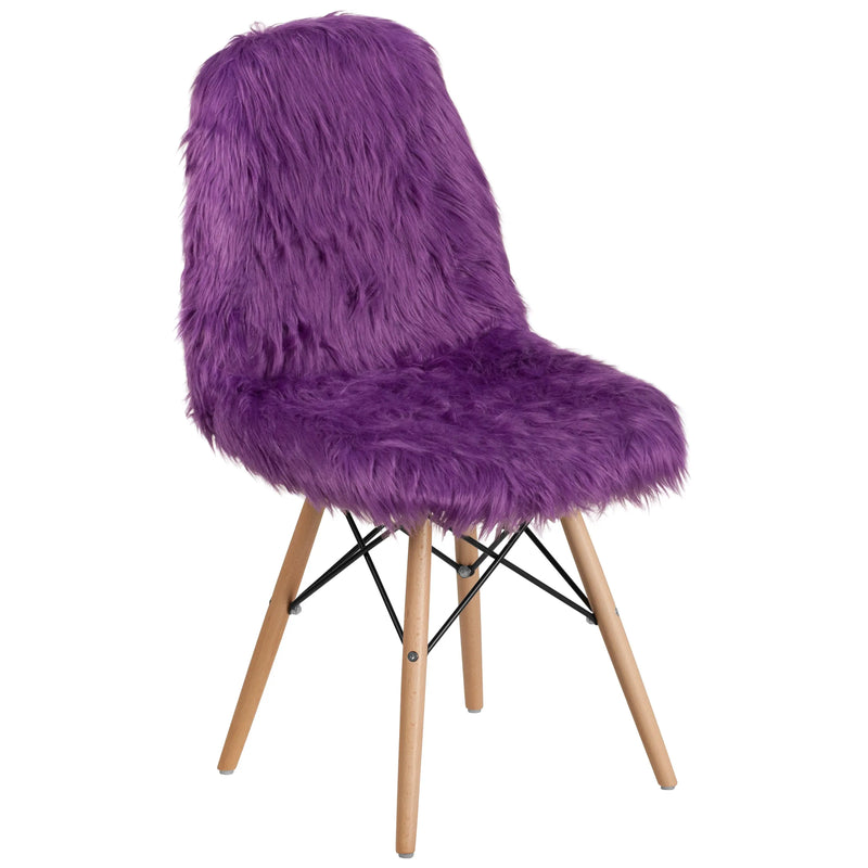 Zina Shaggy Dog Purple Accent Chair iHome Studio