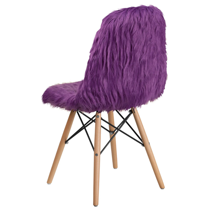 Zina Shaggy Dog Purple Accent Chair iHome Studio