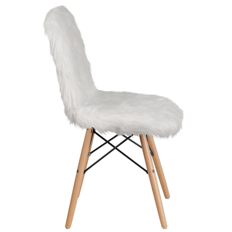 Zina Shaggy Dog White Accent Chair iHome Studio