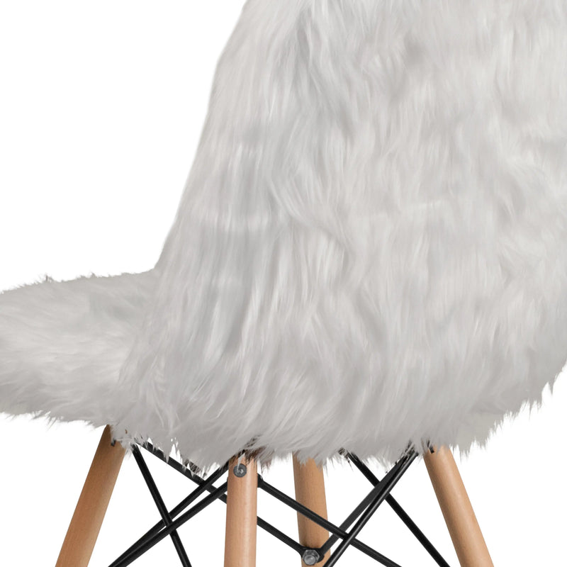 Zina Shaggy Dog White Accent Chair iHome Studio